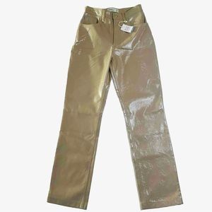 Abercrombie & Finch‎  Bone/cream Faux Leather Pants New Sz 25 90s Straight Hi…